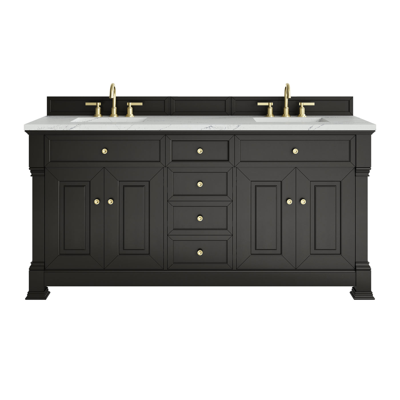 James Martin Brookfield 72" Double Bathroom Vanity, Black Onyx with Ethereal Noctis countertop