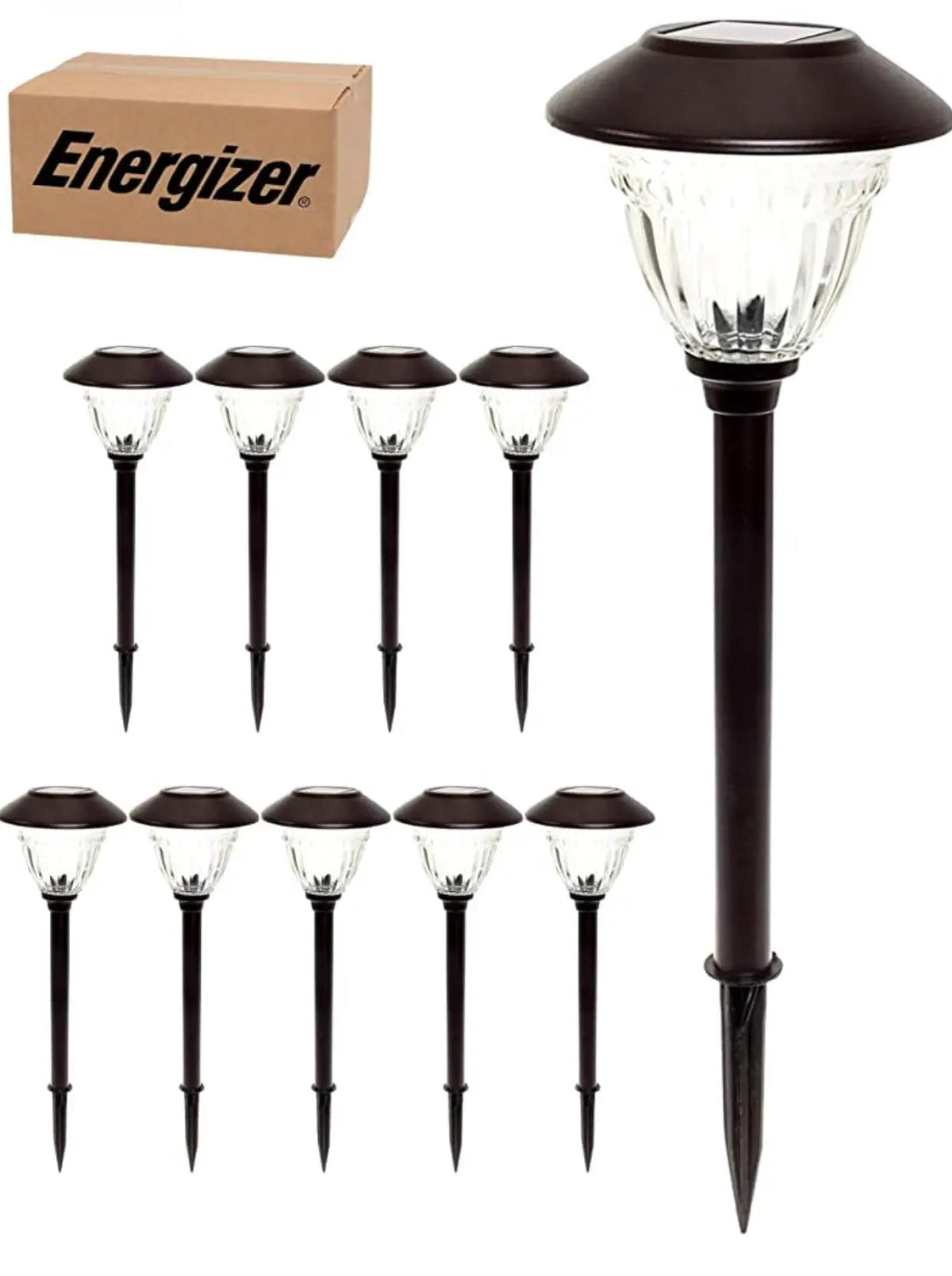 Energizer 10 Pack Solar LED Pathway Lights Outdoor-Stainless Steel by Outdoor Solar Outlet