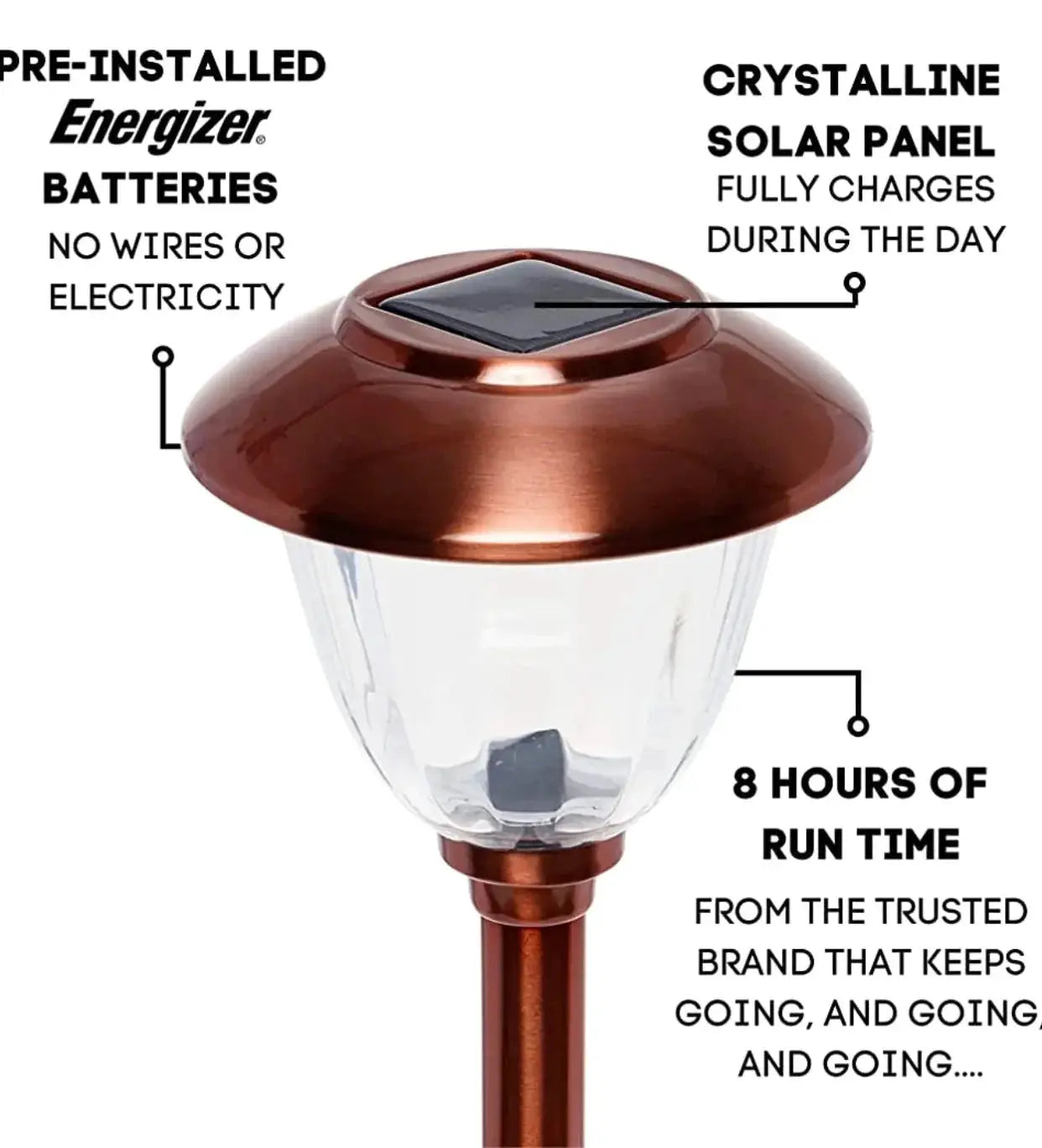 Energizer 10 Pack Solar Pathway LED Lights Outdoor-15 Lumen by Outdoor Solar Outlet