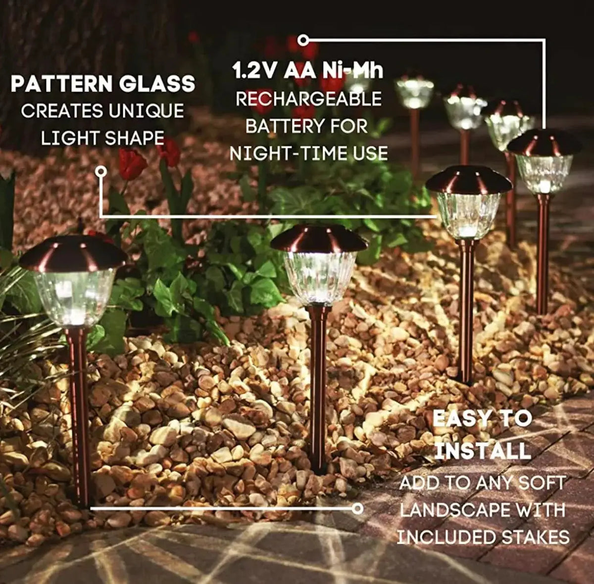 Energizer 10 Pack Solar Pathway LED Lights Outdoor-15 Lumen by Outdoor Solar Outlet