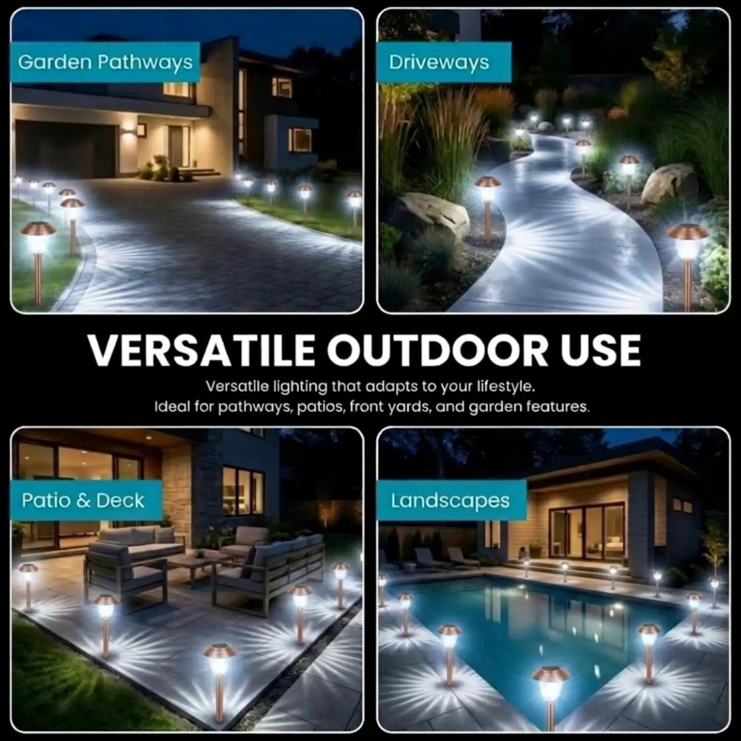 Energizer 8 Pack Color On Demand Solar Pathway Lights Outdoor-Stainless Steel(5 Colors) by Outdoor Solar Outlet