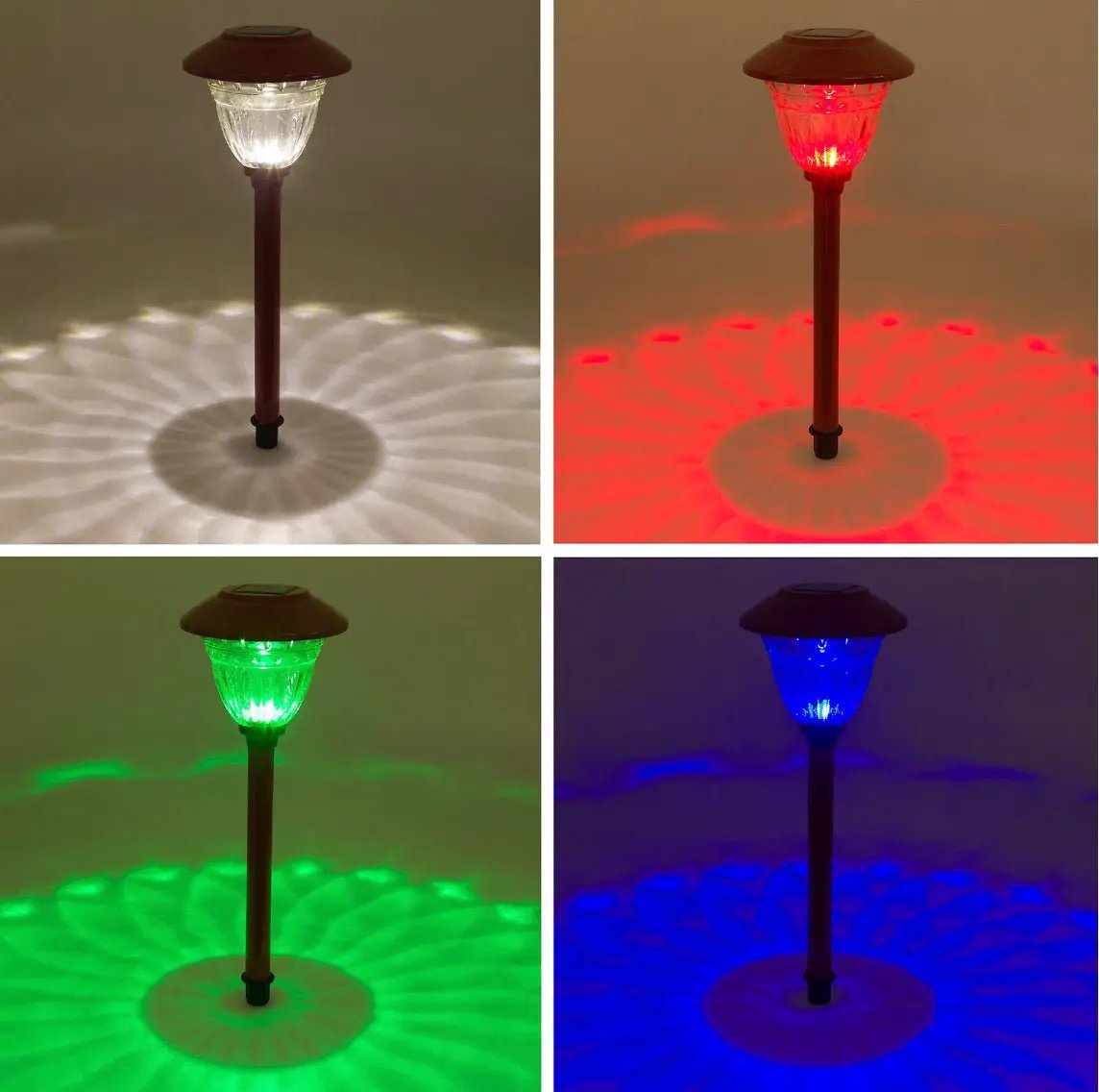 Energizer 8 Pack Color On Demand Solar Pathway Lights Outdoor-Stainless Steel(5 Colors) by Outdoor Solar Outlet