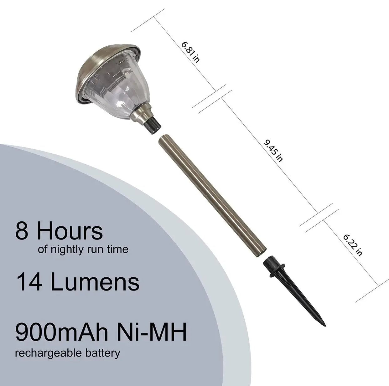 Energizer 8 Pack Solar Pathway LED Lights Outdoor- Glass and Stainless Steel 15 LM ( Silver ) by Outdoor Solar Outlet