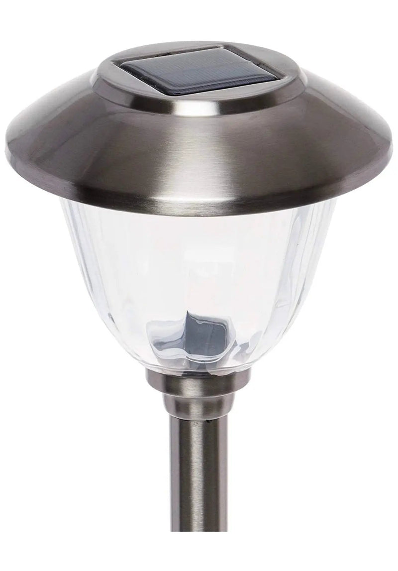 Energizer 8 Pack Solar Pathway LED Lights Outdoor- Glass and Stainless Steel 15 LM ( Silver ) by Outdoor Solar Outlet