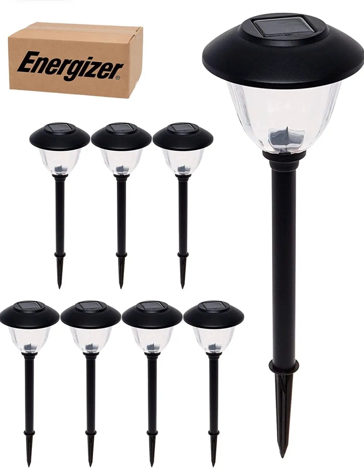 Energizer 8 Pack Solar Pathway LED Lights Outdoor-Stainless Steel 15 Lumen by Outdoor Solar Outlet