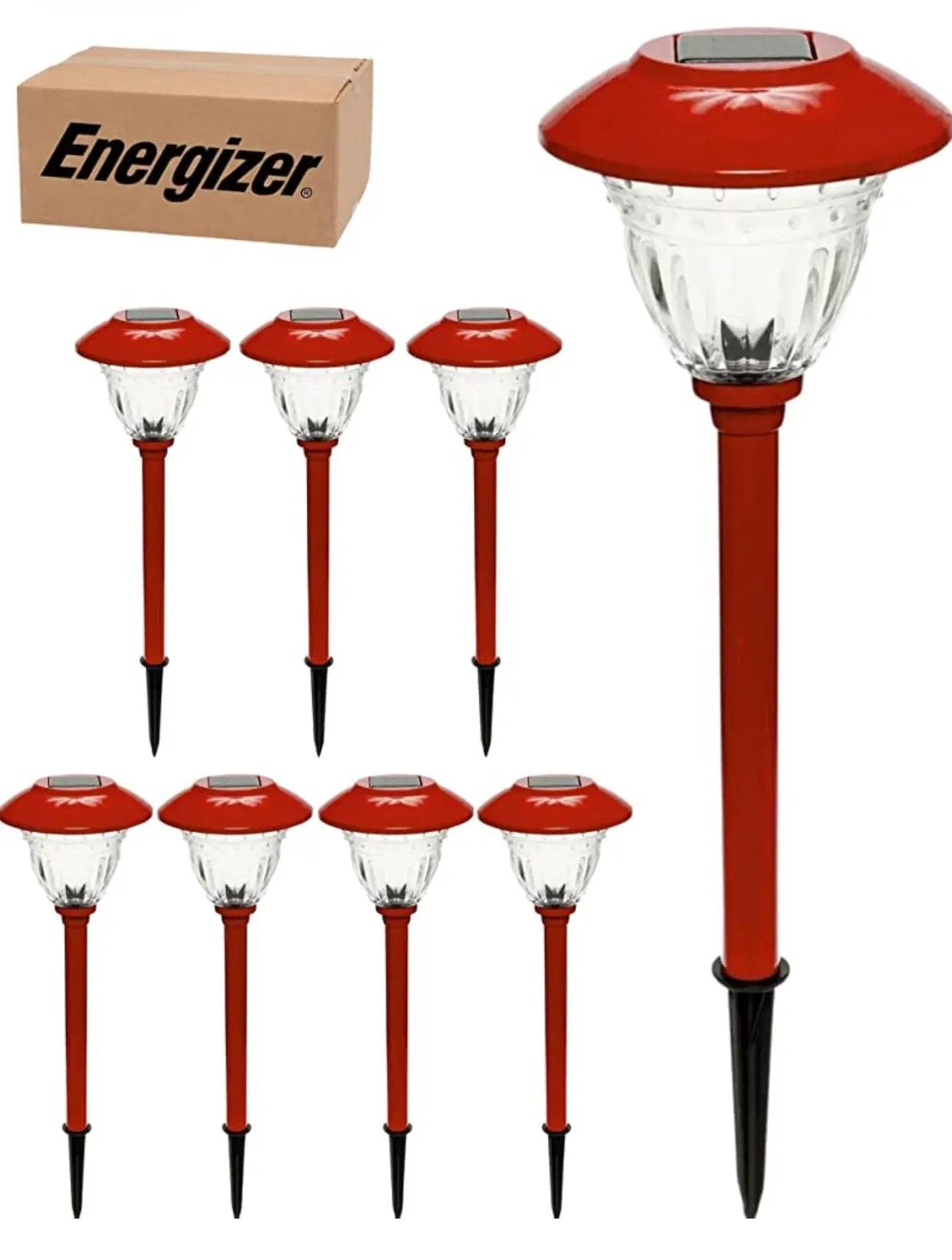 Energizer 8 Pack Solar Pathway LED Lights Outdoor-Stainless Steel 15 Lumen by Outdoor Solar Outlet