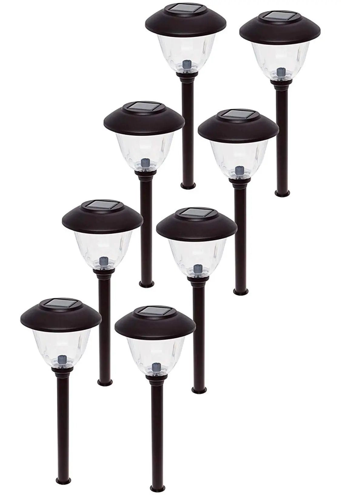 Energizer 8 Pack Solar Pathway LED Lights Outdoor-Stainless Steel -15 Lumen( Black ) by Outdoor Solar Outlet