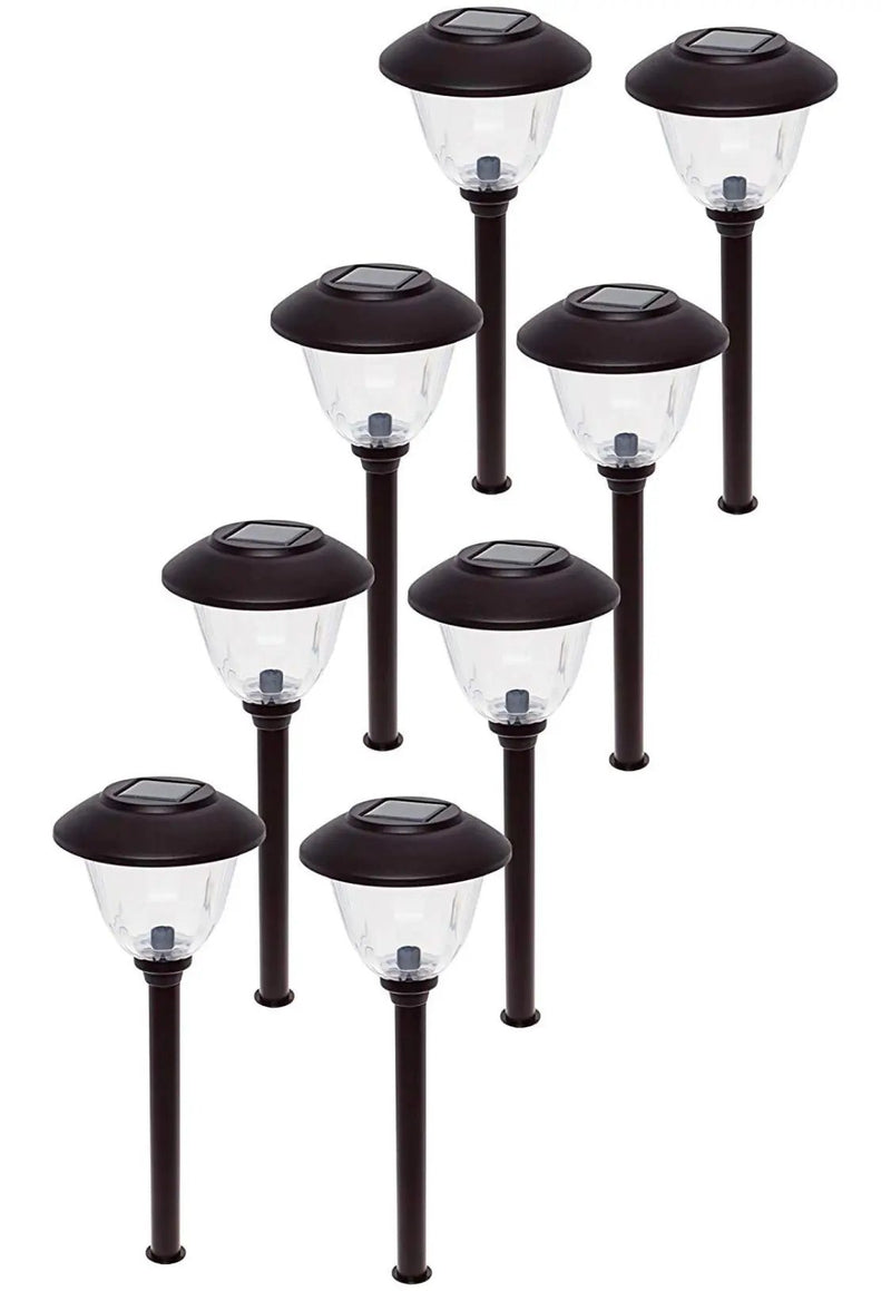 Energizer 8 Pack Solar Pathway LED Lights Outdoor-Stainless Steel -15 Lumen( Black ) by Outdoor Solar Outlet