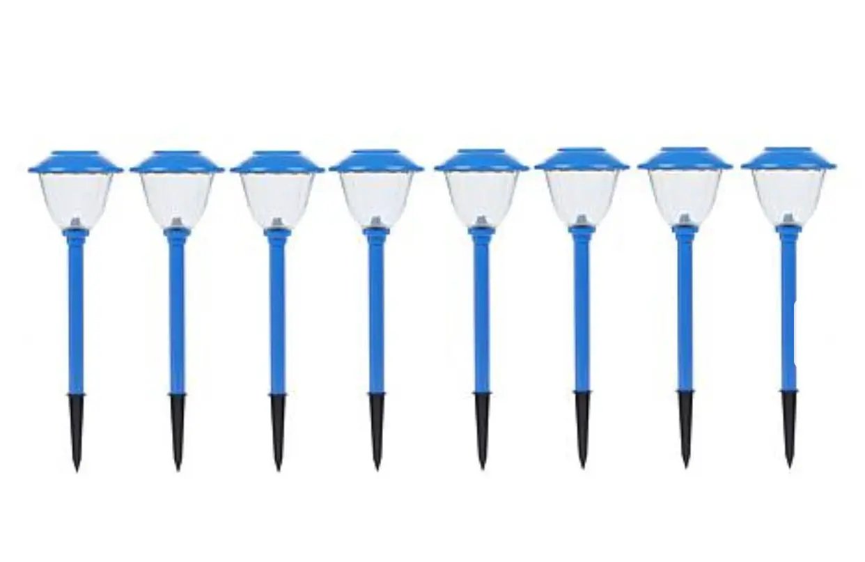Energizer 8 Pack Solar Pathway Lights Outdoor-Stainless Steel(Blue) by Outdoor Solar Outlet