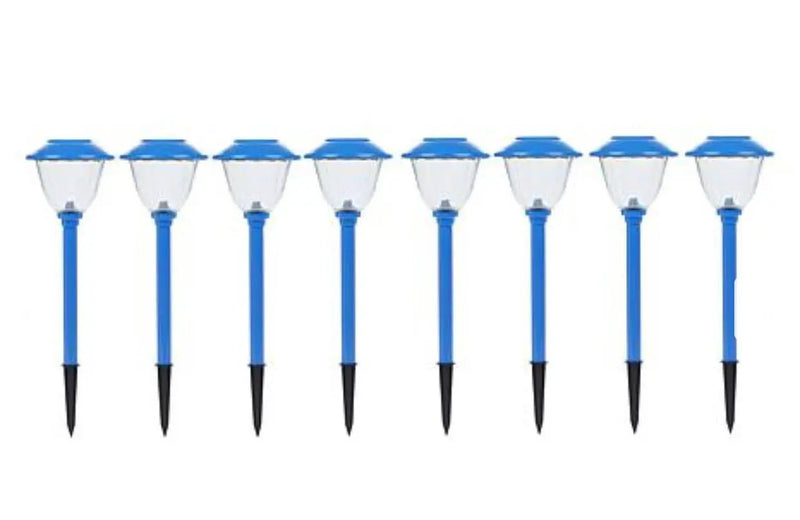 Energizer 8 Pack Solar Pathway Lights Outdoor-Stainless Steel(Blue) by Outdoor Solar Outlet
