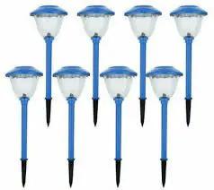 Energizer 8 Pack Solar Pathway Lights Outdoor-Stainless Steel(Blue) by Outdoor Solar Outlet