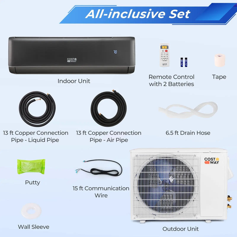 GreyVolt Series Energy Star Certified 18000 BTU 21 SEER2 208-230V Mini Split Air Conditioner and Heater Gray by DirectDeals