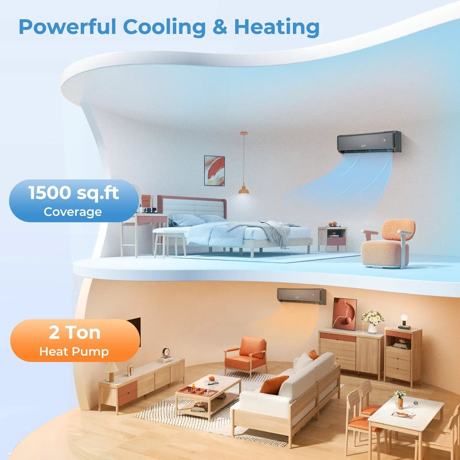 Energy Star Certified 24000 BTU 21 SEER2 208-230V Mini Split Air Conditioner and Heater Gray Wifi Enabled by DirectDeals