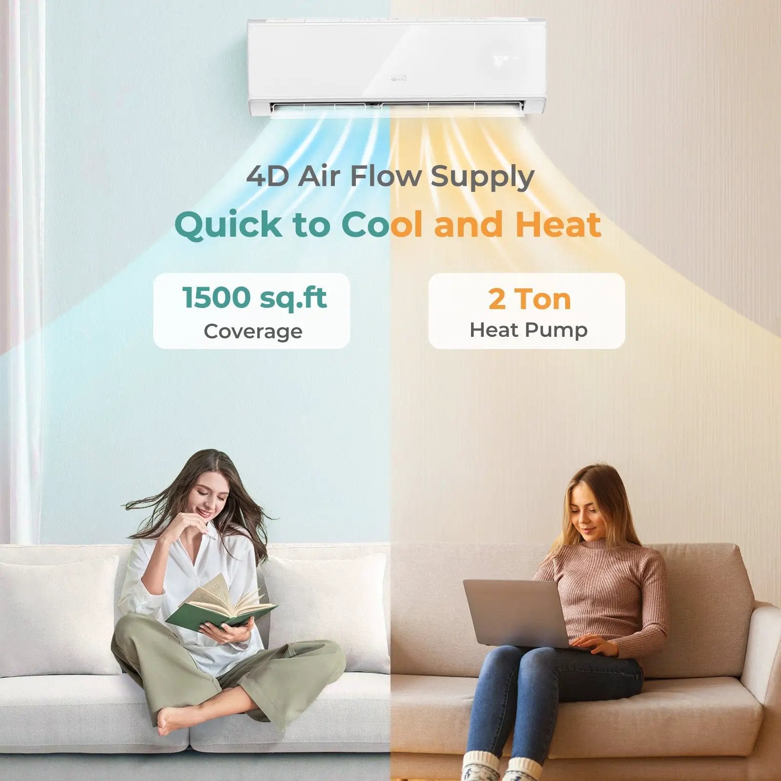 Energy Star Certified 24000 BTU 21 SEER2 208-230V Mini Split Air Conditioner and Heater White Wifi Enabled by DirectDeals