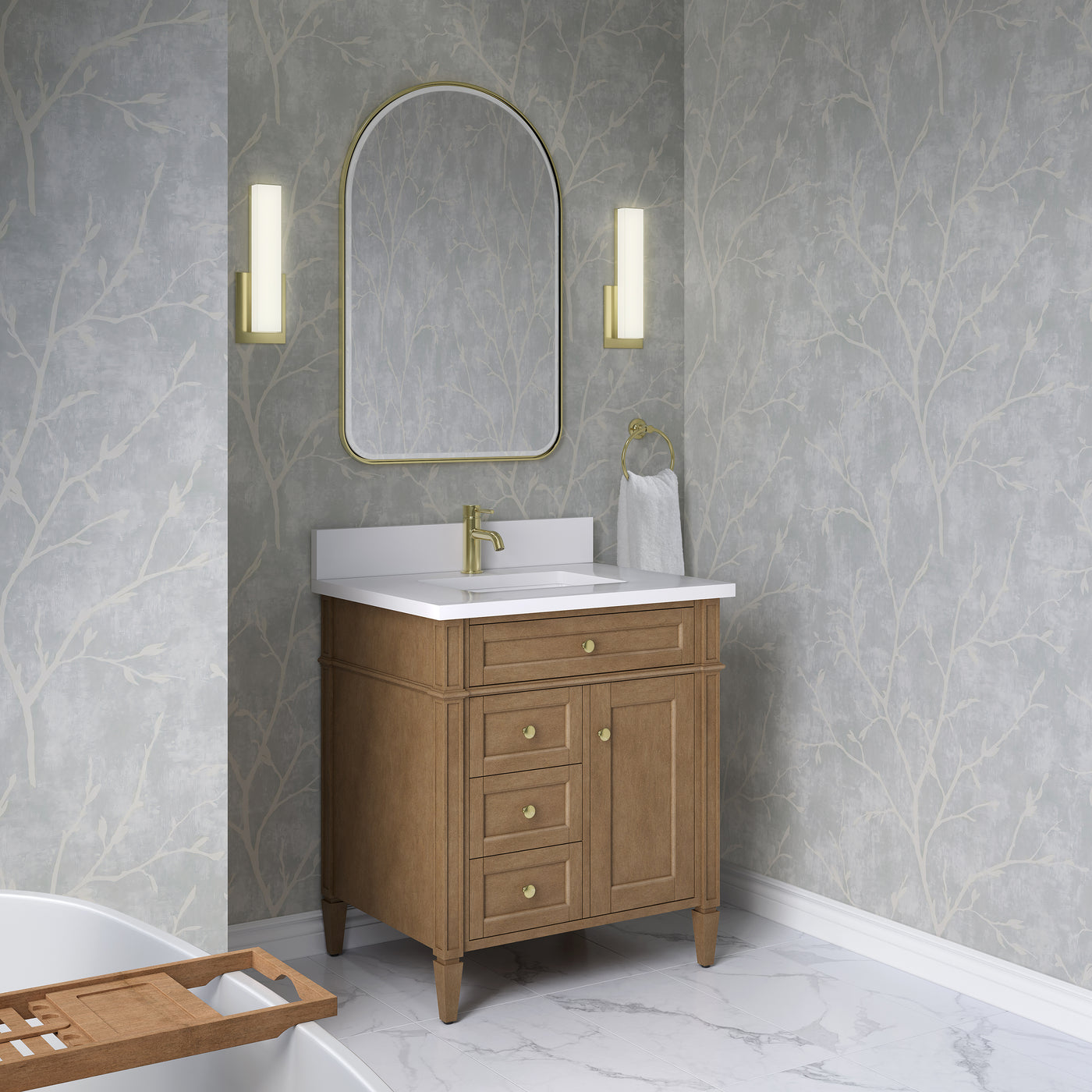 James Martin Brittany 30" Single Bathroom Vanity, Pecan, view 39