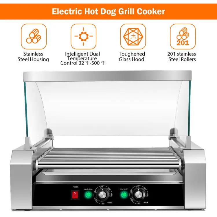 Stainless Steel 11-Roller Hot Dog Cooker, Holds 30 Hot Dogs by DirectDeals