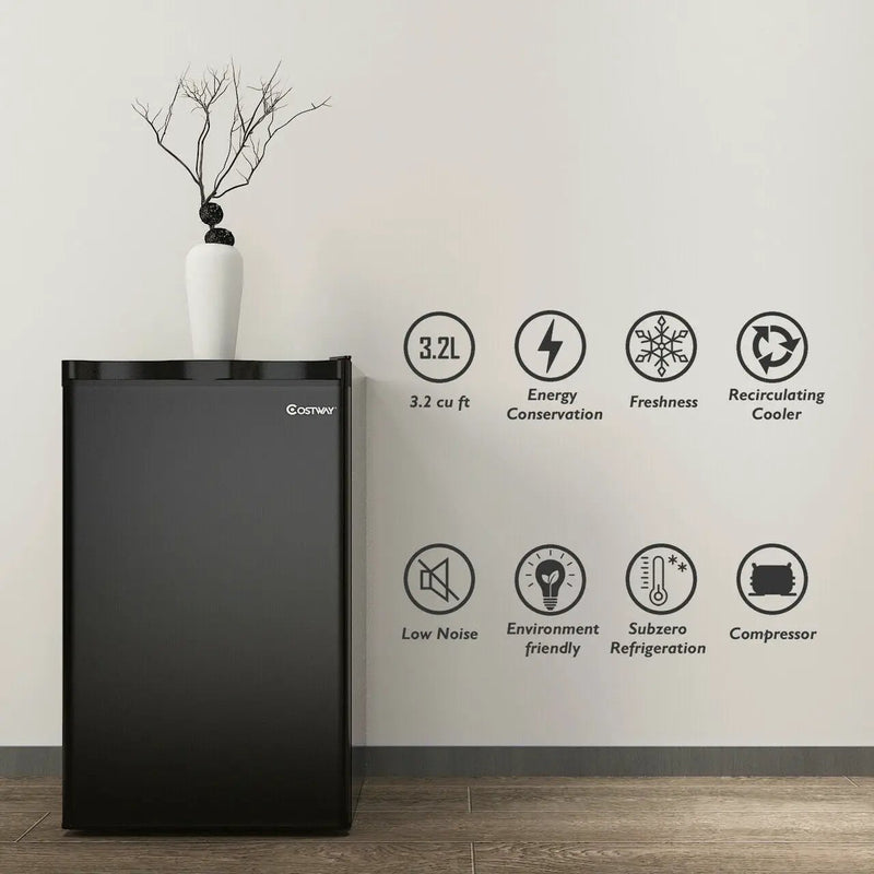 3.2 cu.ft. Mini Dorm Compact Refrigerator-Black by DirectDeals
