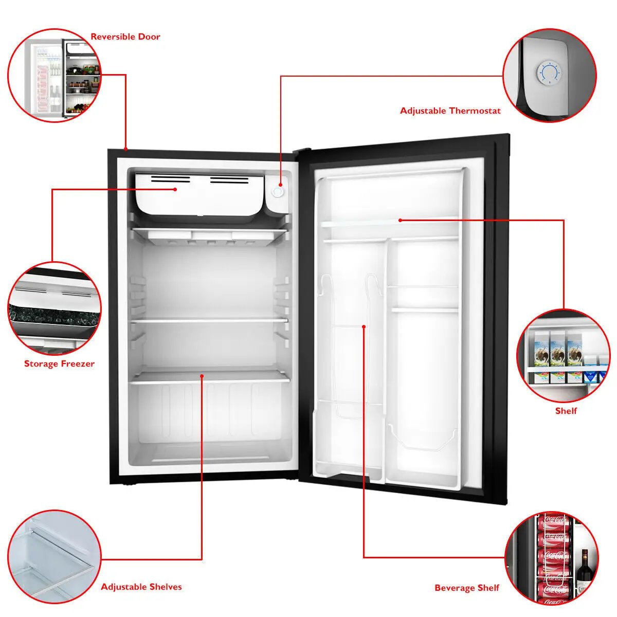 3.2 cu.ft. Mini Dorm Compact Refrigerator-Black by DirectDeals