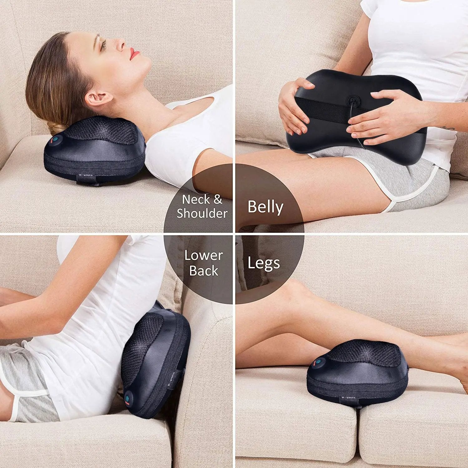 Shiatsu Pillow Massager with Heat Deep Kneading for Shoulder Neck and Back by DirectDeals