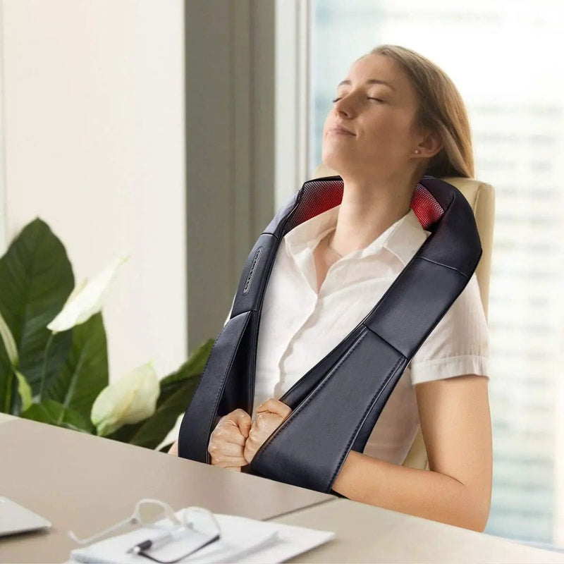 Electric Back and Neck Kneading Shoulder Massager with Heat Straps by DirectDeals