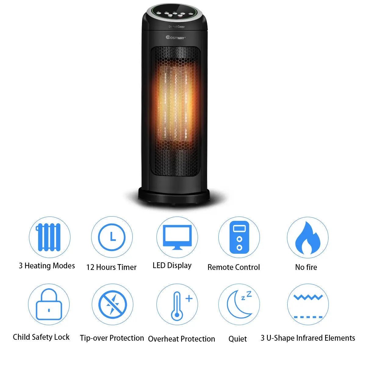 1500 W LED Portable Oscillating PTC Ceramic Space Heater by DirectDeals