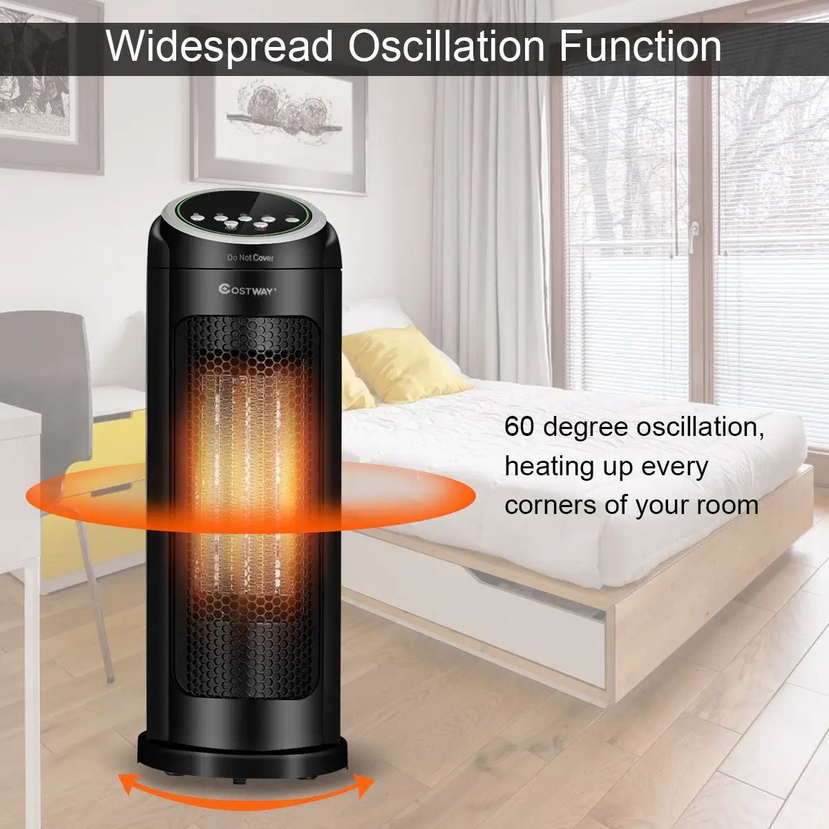 1500 W LED Portable Oscillating PTC Ceramic Space Heater by DirectDeals