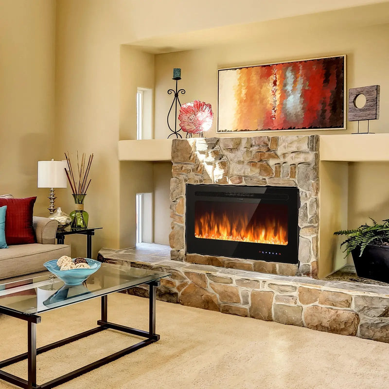 36 Inch Electric Fireplace Insert Wall Mounted with Timer by DirectDeals
