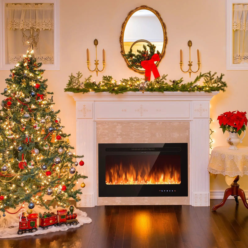 36 Inch Electric Fireplace Insert Wall Mounted with Timer by DirectDeals