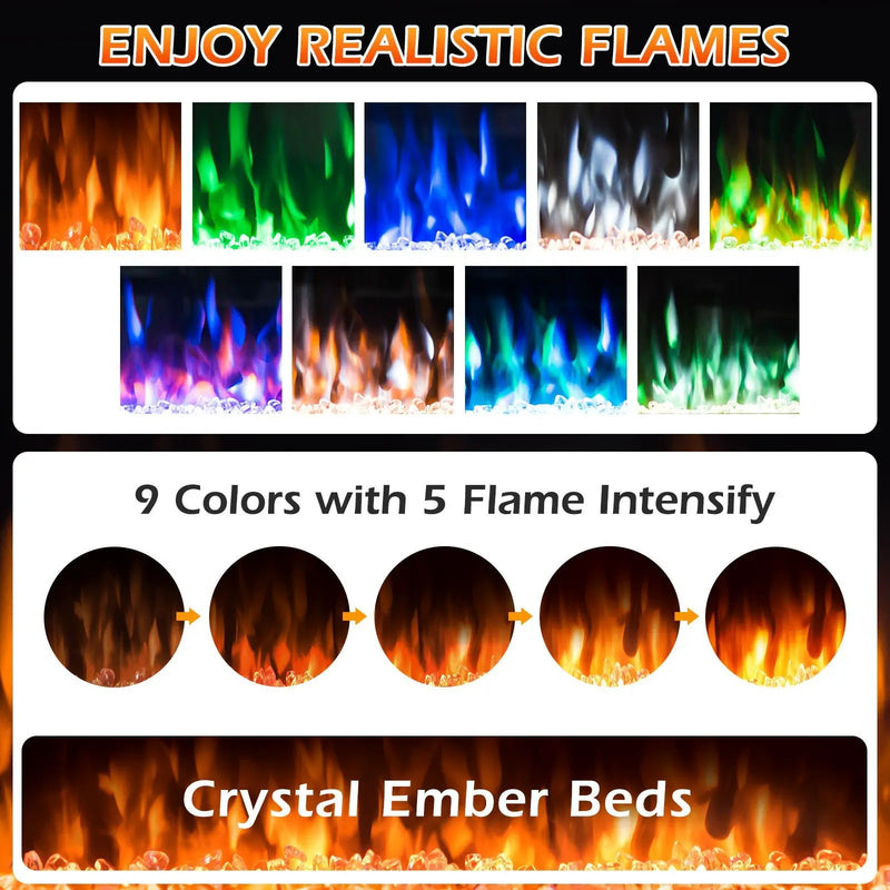 36 Inch Electric Fireplace Insert Wall Mounted with Timer by DirectDeals