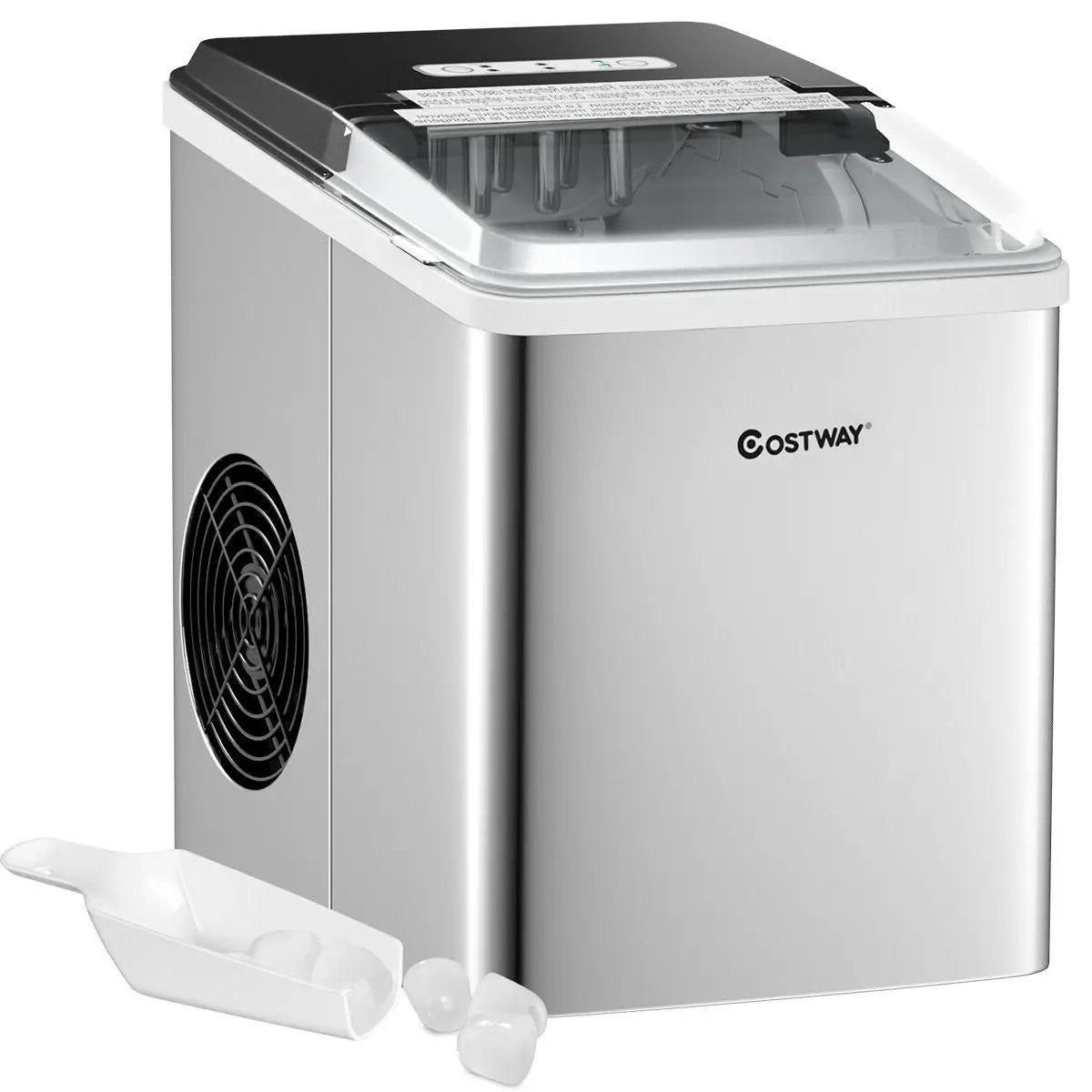 Stainless Steel 26 lbs/24 H Self-Clean Countertop Ice Maker Machine by DirectDeals