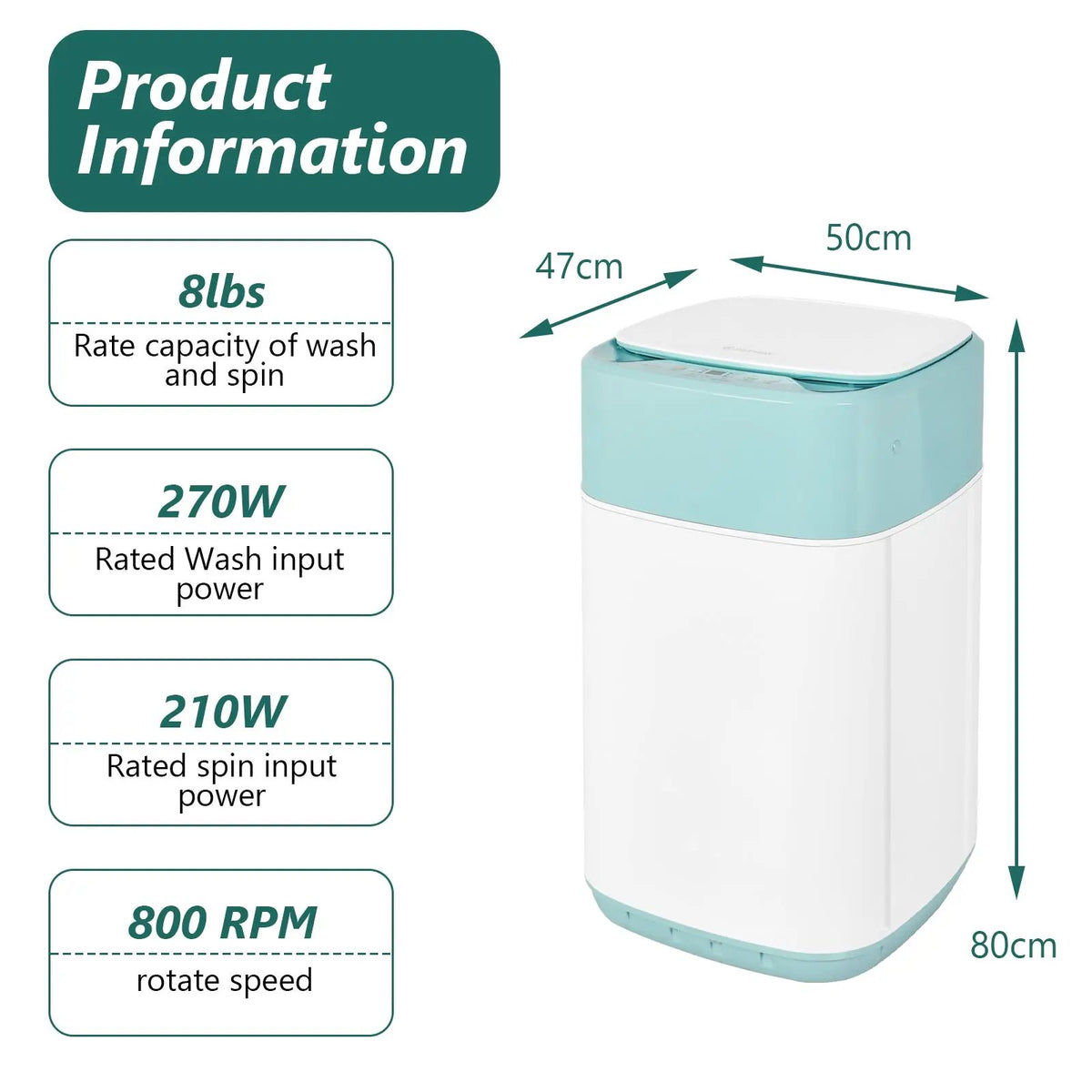 8lbs Portable Fully Automatic Washing Machine with Drain Pump, photo 4 of 10