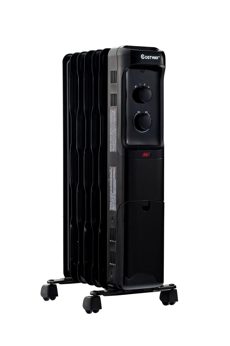 1500W Oil Filled Portable Radiator Space Heater with Adjustable Thermostat by DirectDeals