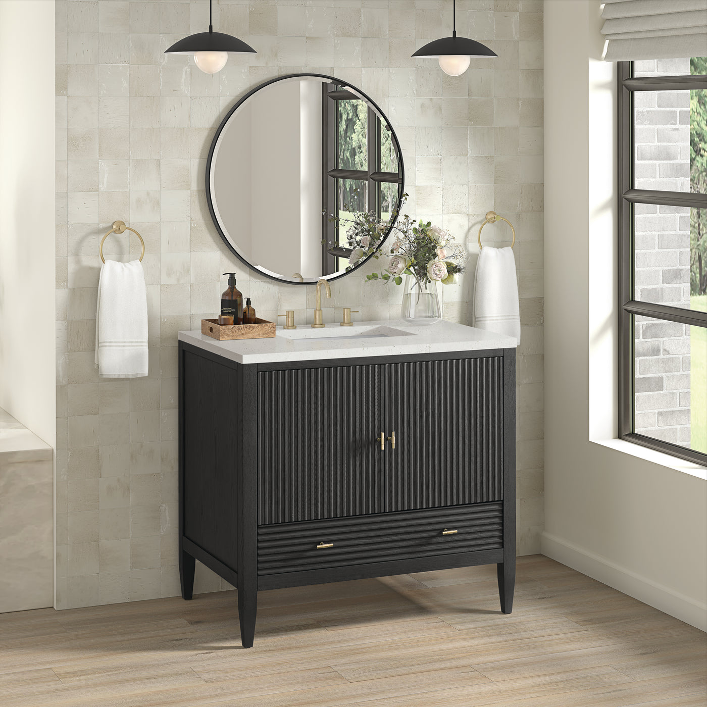 James Martin Myrrin 36" Single Bathroom Vanity, Carbon Oak, view 32