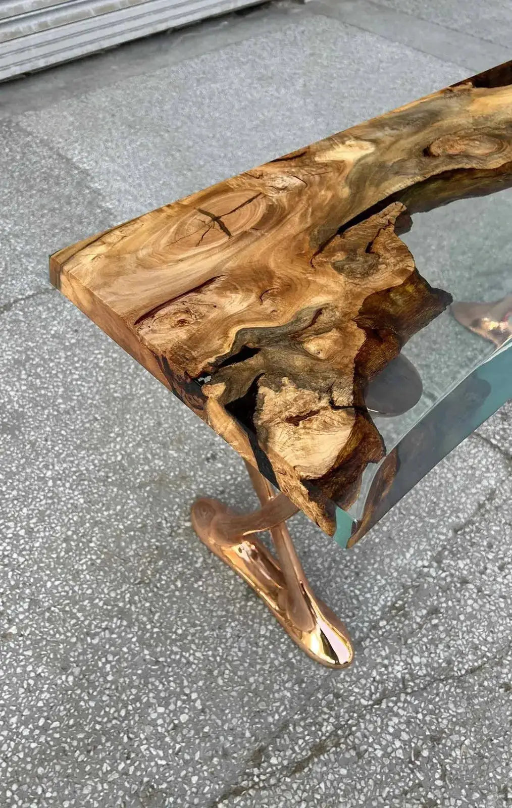 Resin Live Edge Console Table Made of Linden Wood - Foyer Table- Entryway Table, photo 10 of 13