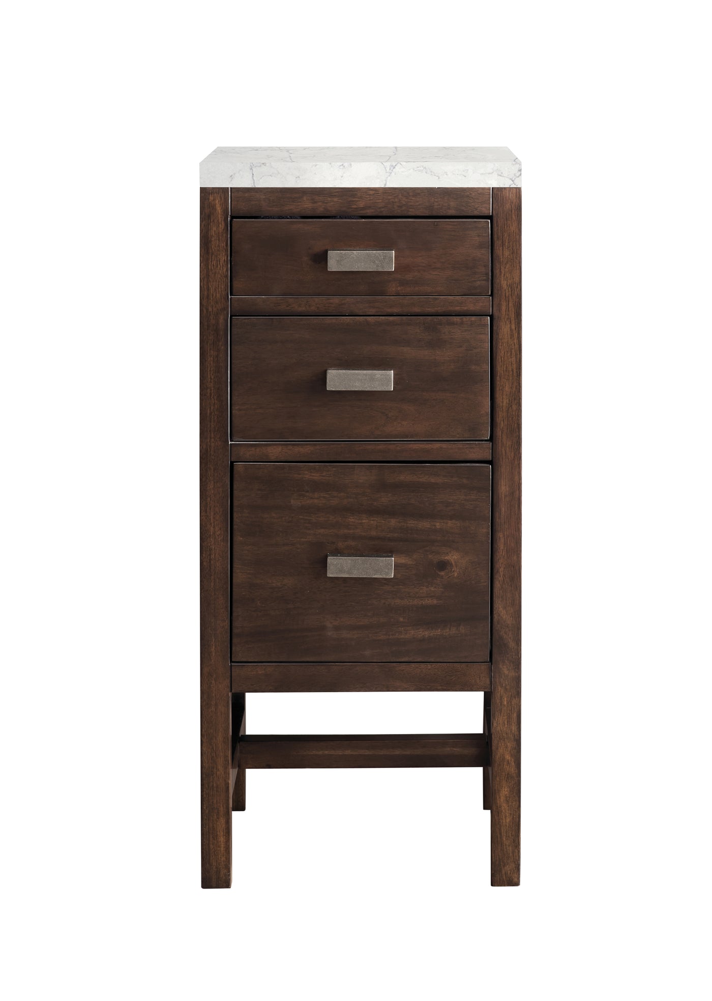 James Martin Addison 15" Base Cabinet, Mid-Century Acacia with Eternal Jasmine Pearl countertop