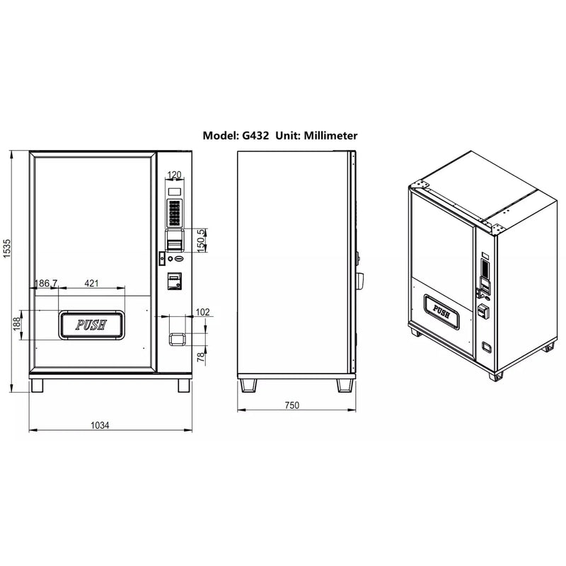 Epx 5FT Snacks And Drinks Combo Vending Machine With Dual Zone Refrigeration And Bill Acceptor [G432] (SAK76984) by SAKSBY WHOLESALE