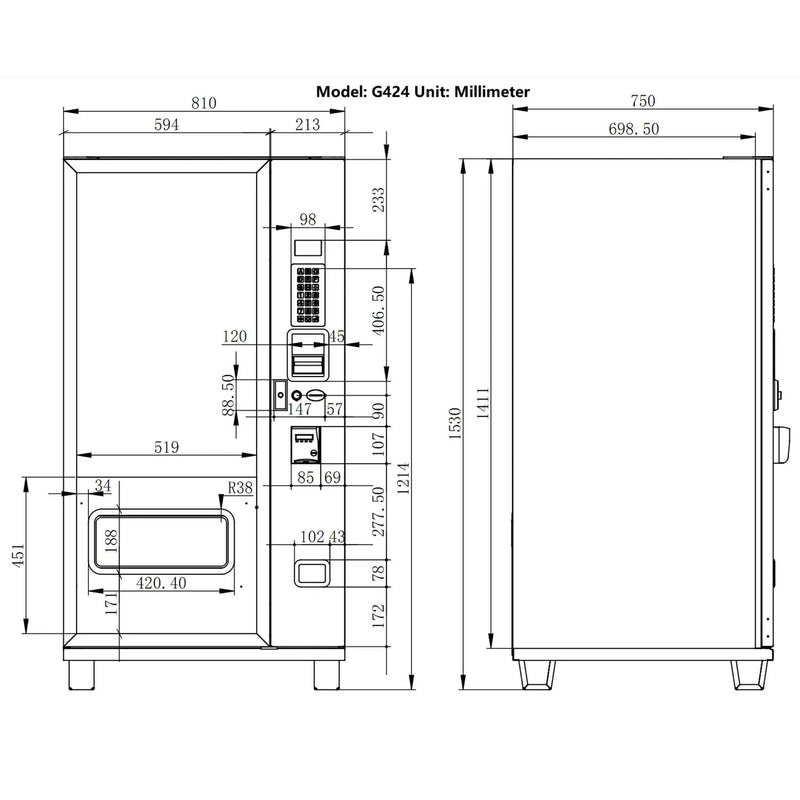 Epx 5FT Snacks And Drinks Combo Vending Machine With Refrigeration And Bill Acceptor [G424] (SAK51689) by SAKSBY WHOLESALE