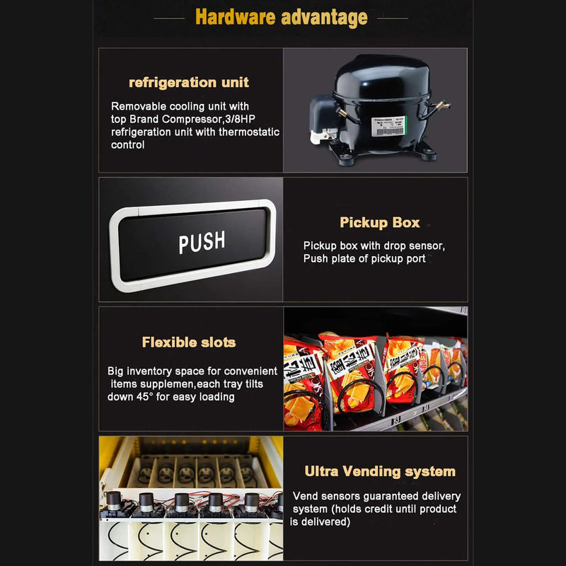 Epx Extra Large 6FT Snacks And Drinks Combo Vending Machine With Dual Zone Refrigeration And Bill Acceptor [EP-G660] (SAK12960) by SAKSBY WHOLESALE