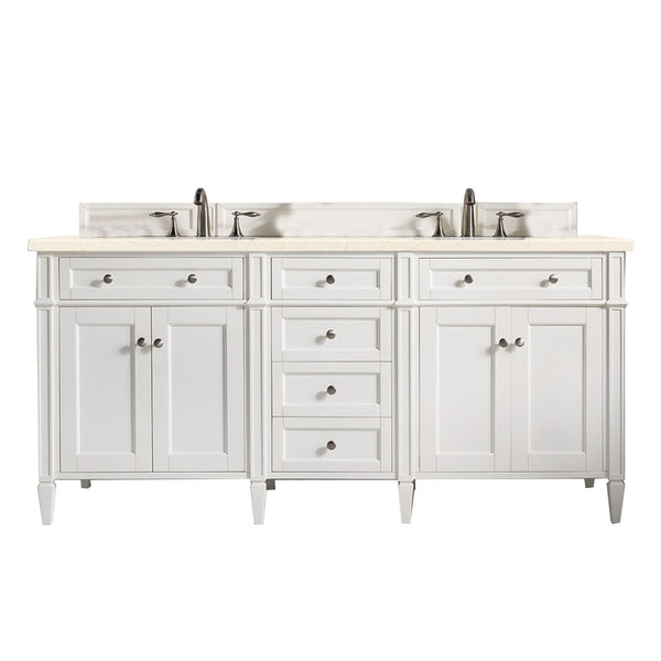 James Martin Brittany 72" Double Bathroom Vanity, Bright White