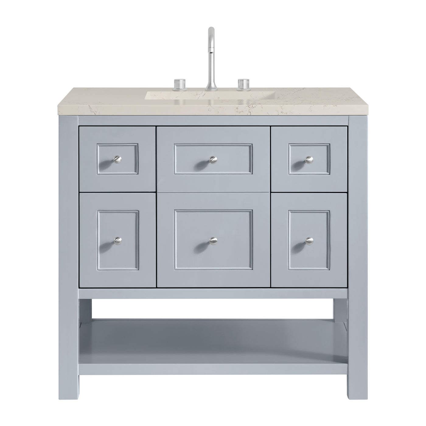 James Martin Breckenridge 36" Single Bathroom Vanity, Serenity Blue with Siberian countertop