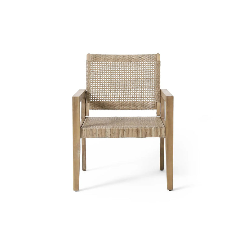 Outdoor Wicker and Acacia Wood Club Chairs - Set of 2 by HouseOfZazla