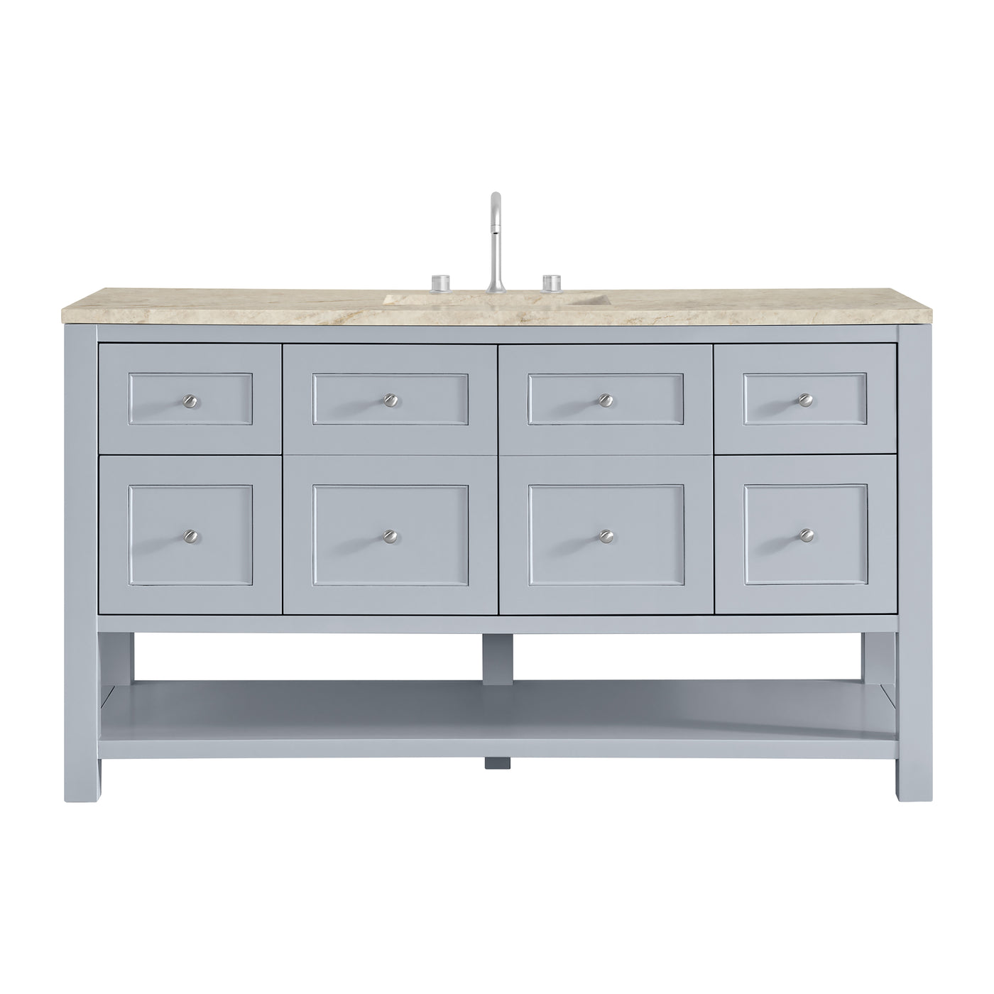 James Martin Breckenridge 60" Single Bathroom Vanity, Serenity Blue with Tajnar countertop