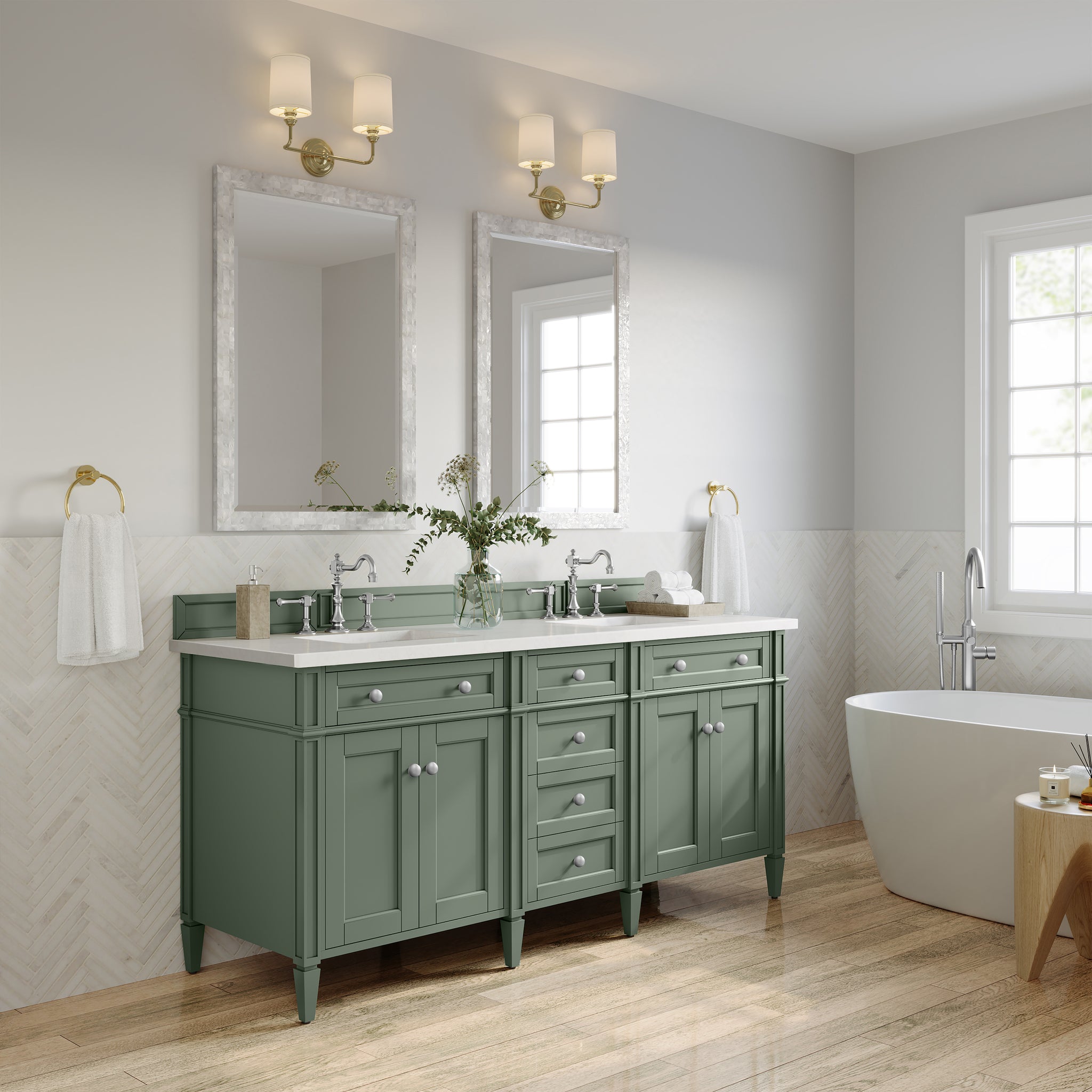 James Martin Brittany 72" Double Bathroom Vanity, Smokey Celadon, view 26