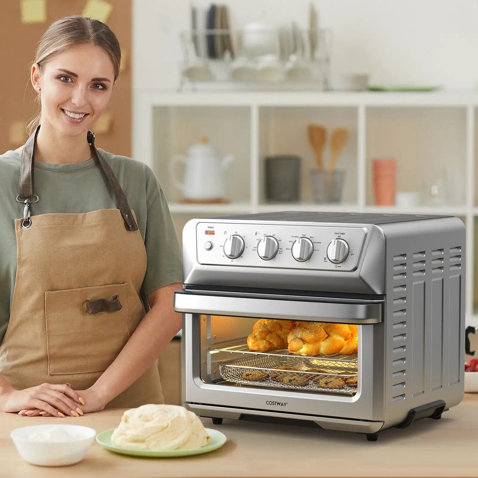 21.5 Quart 1800W Air Fryer Toaster Countertop Convection Oven with Recipe by DirectDeals