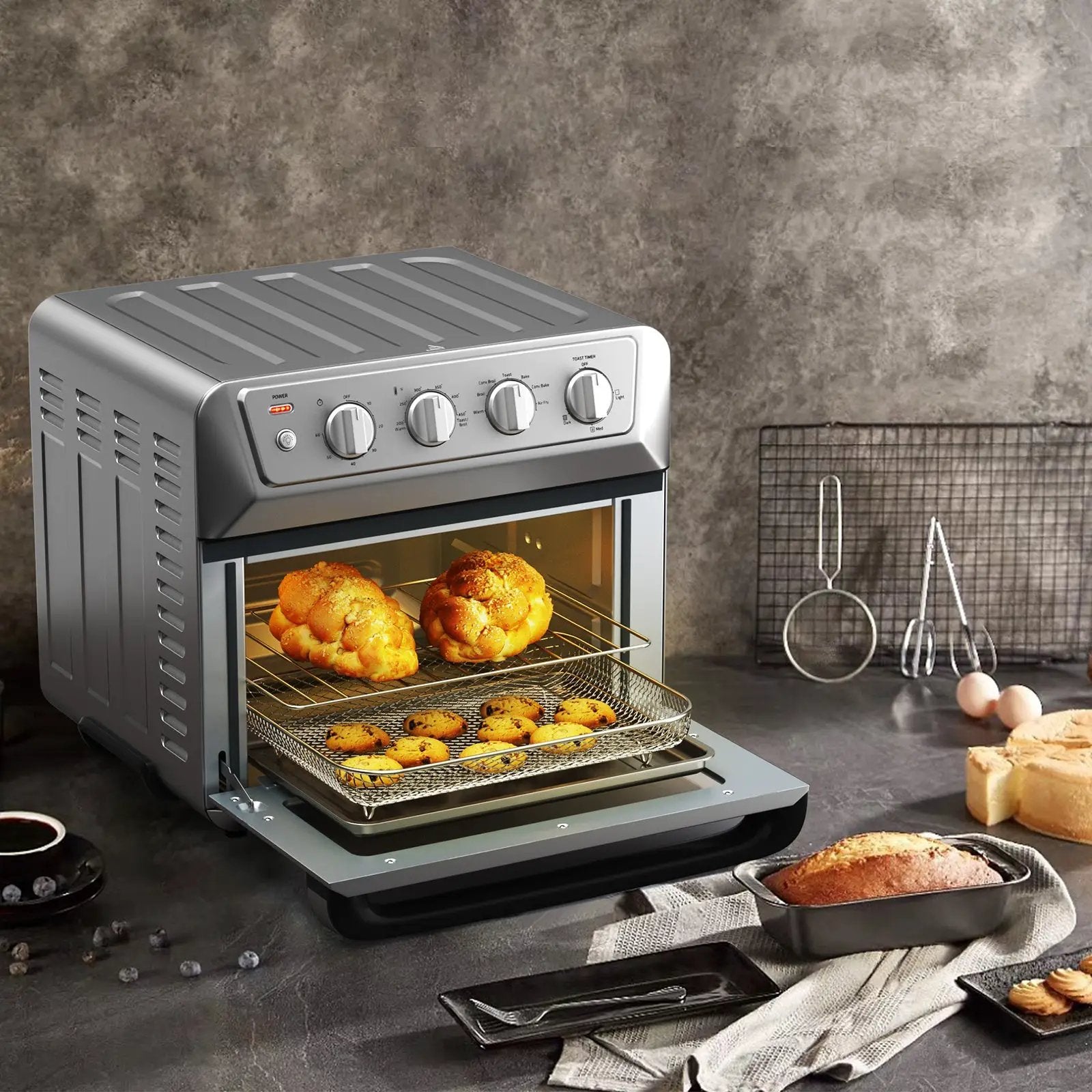 21.5 Quart 1800W Air Fryer Toaster Countertop Convection Oven with Recipe by DirectDeals