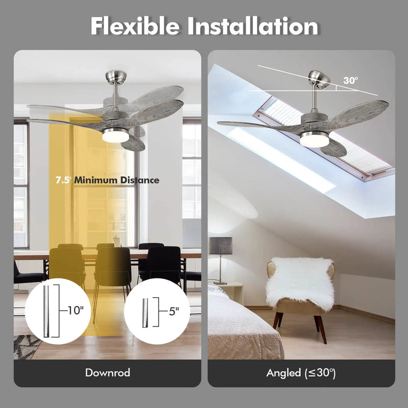 48 Inch Wood Ceiling Fan with LED Lights and 6 Speed Levels by DirectDeals
