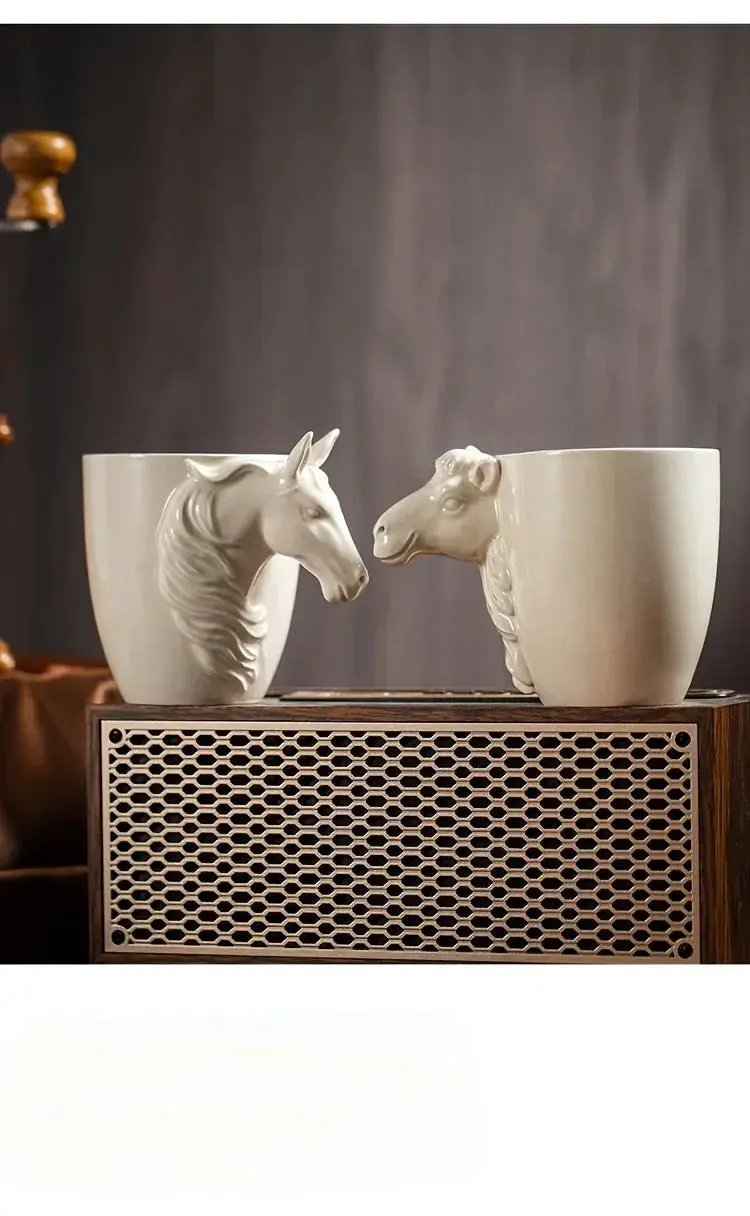 Espresso Cup - 3D Handle Ceramic Wood Ash 6Oz by House Of Avana