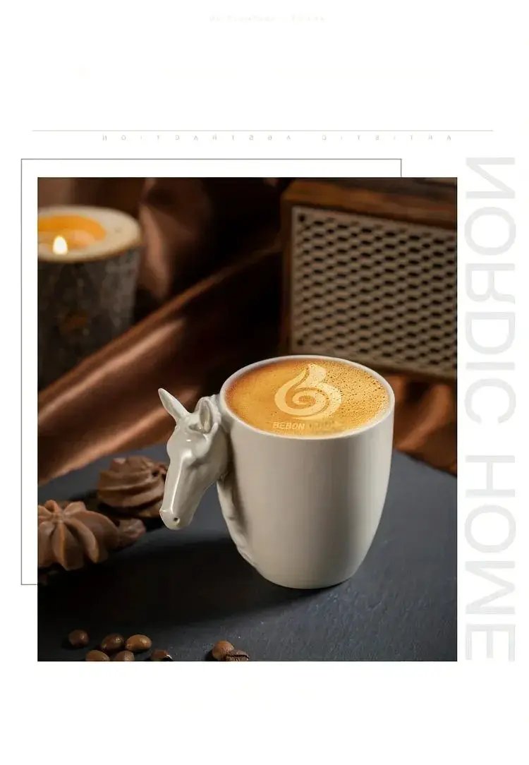 Espresso Cup - 3D Handle Ceramic Wood Ash 6Oz by House Of Avana