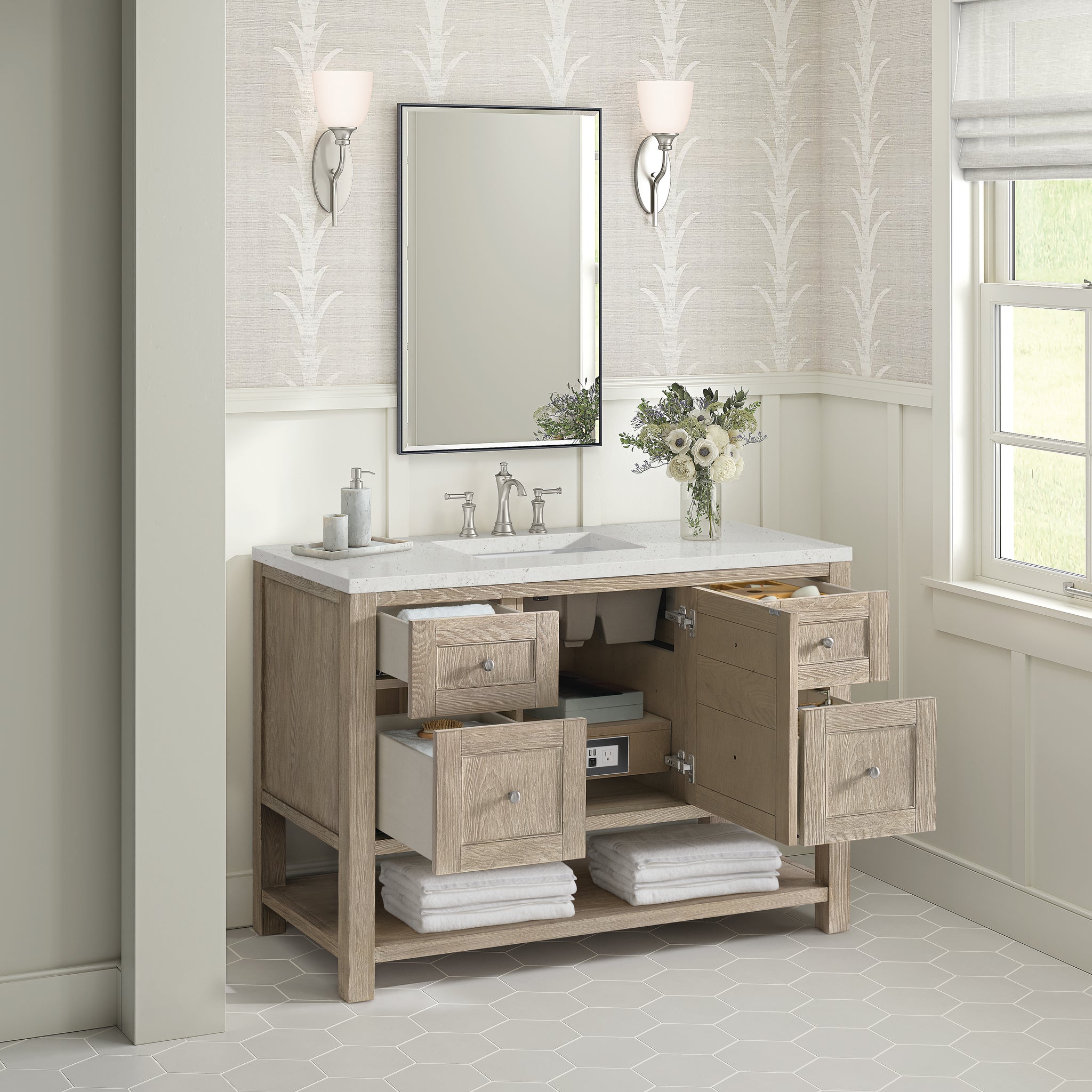 James Martin Breckenridge 48" Single Bathroom Vanity, Whitewashed Oak, view 28