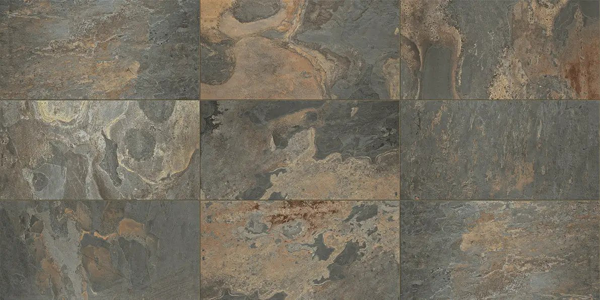 Essence California Gold Mosaic H Slate Look Porcelain Tiles 12x12 by landmarkceramics